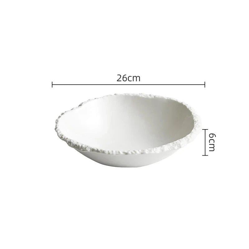 Rustic Ceramic Serving Bowl for Salads, Grains & Family Meals - Porcelain Dinnerware for Everyday & Special Occasions - Dishwasher Safe