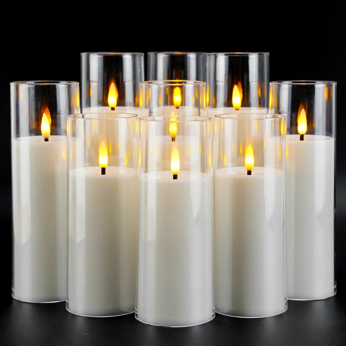 Battery-Operated LED Pillar Candles with Remote Control and Timer - 9-Piece Decorative Light Set for Living Room, Bedroom, and Dining Table
