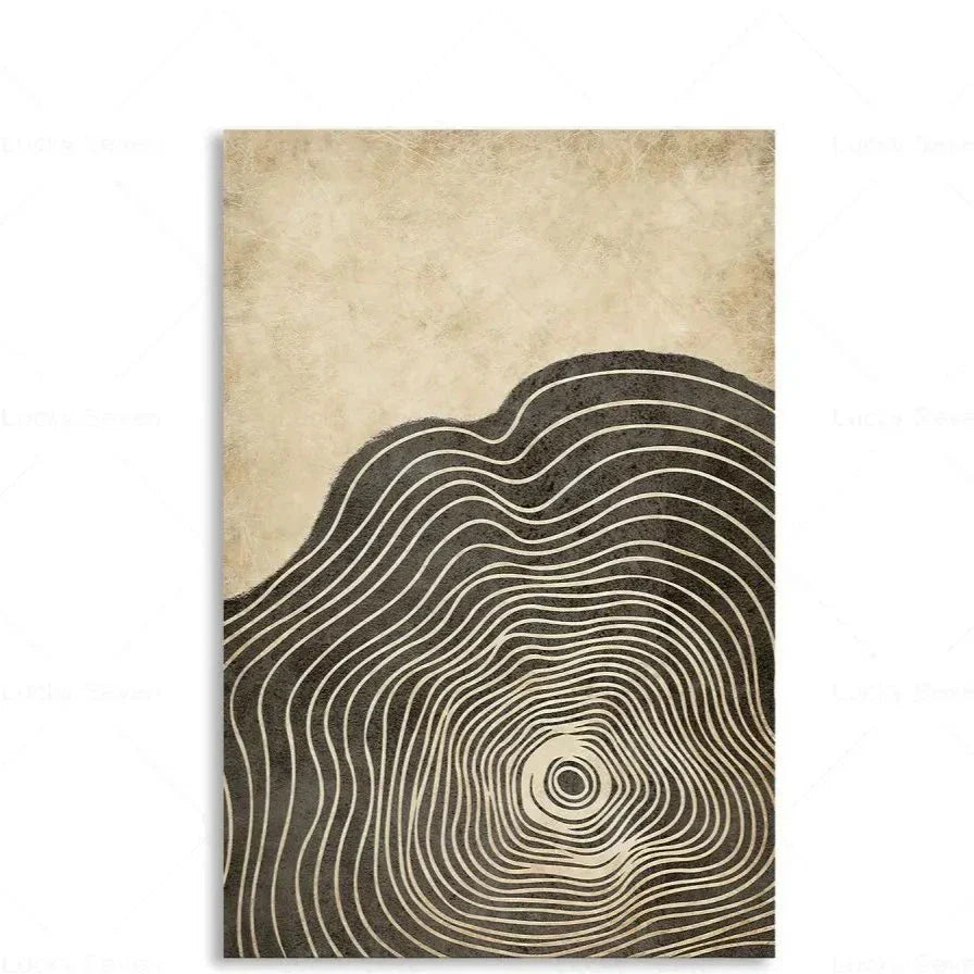 Botanical Growth Pattern Wall Art Canvas for Living Room, Bedroom & Office Décor | Natural Wood Grain Inspired Print