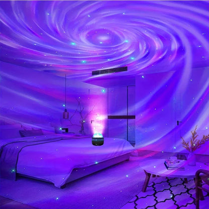 Aurora Light Projector with Music Sync & Remote Control - RGB Mood Lighting Galaxy Starfield Display - Rechargeable Cordless Portable