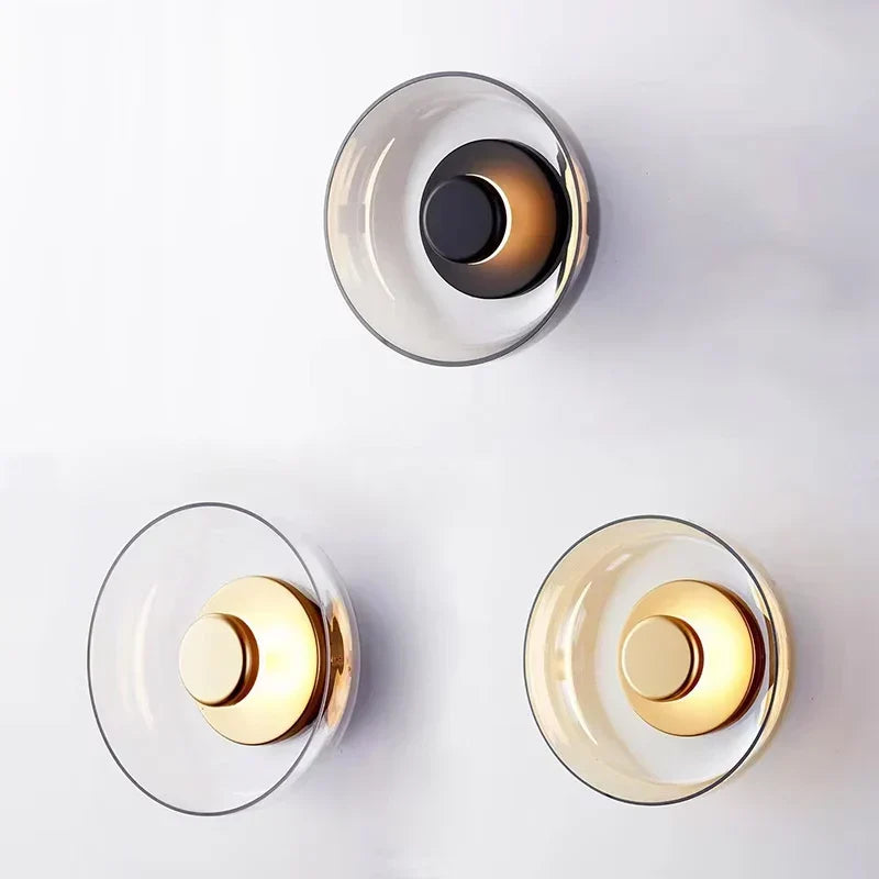 Contemporary Sconce with Domed Glass Shade – Iron Frame Wall-Mount Fixture for Bedrooms, Hallways & Living Spaces