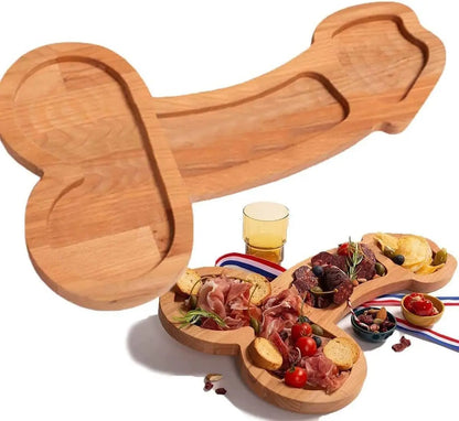 Wooden Charcuterie Board with Compartments for Cheese Snacks Appetizers Entertaining Party Platter Dark Wood Serving Tray for Game Night