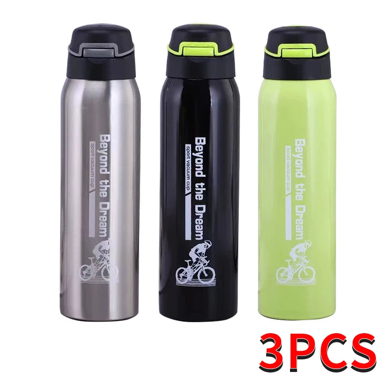 Insulated Stainless Steel Water Bottle with Sport Cap & Carry Loop – 17 oz Double Wall Bike Bottle for Cycling, Commuting & Outdoor Sports