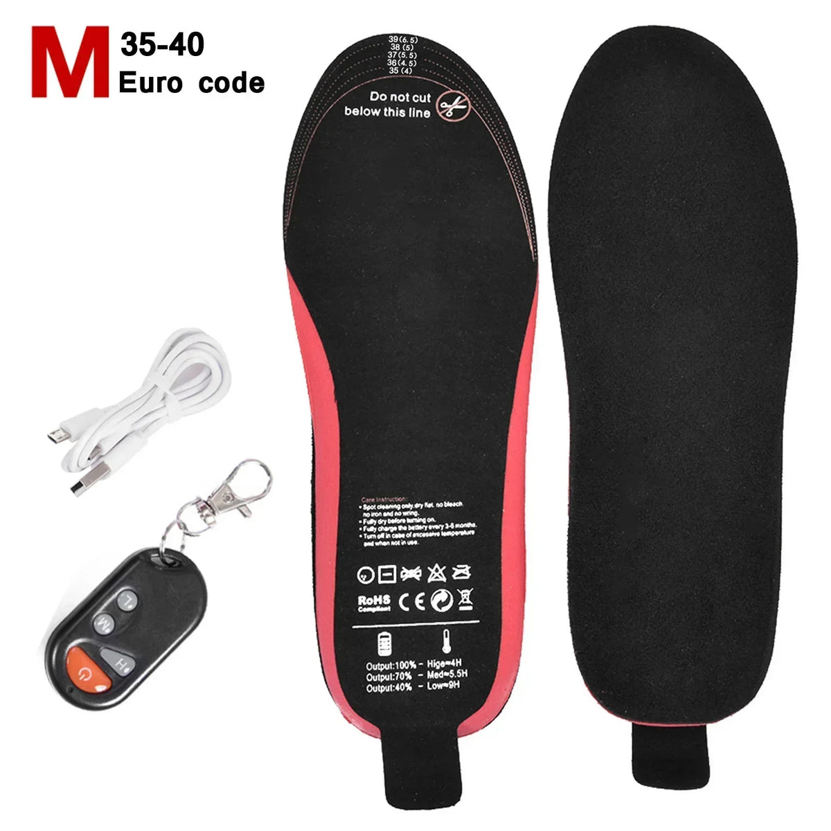 Rechargeable Heated Insoles with Remote Control | 3 Temperature Settings | Trimmable Electric Foot Warmers for Winter Outdoor Activities &