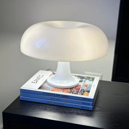 Mushroom Nightstand Light 11 Inches Tall Orange Accent Lamp for Bedroom Desk Bedside Reading Modern Retro Dome Shape Soft Glow Small Space L