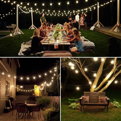 Outdoor LED String Lights Solar Powered Waterproof Decorative Yard Lighting 30 ft for Patio Garden Deck Backyard Pathway Landscape Accent