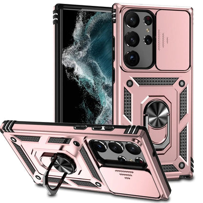 Protective Stand Case with Lens Guard for Samsung Galaxy S23 Series – Hands-Free Viewing & Drop Protection