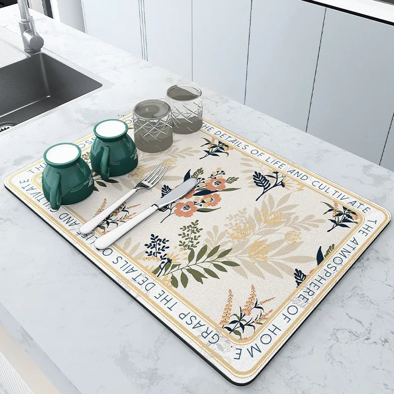 Sink Area Floor Runner 20×24 inch Green Microfiber Ultra-Absorbent Quick-Dry Anti-Slip Backing Machine Washable for Kitchen Dishwasher Cookt