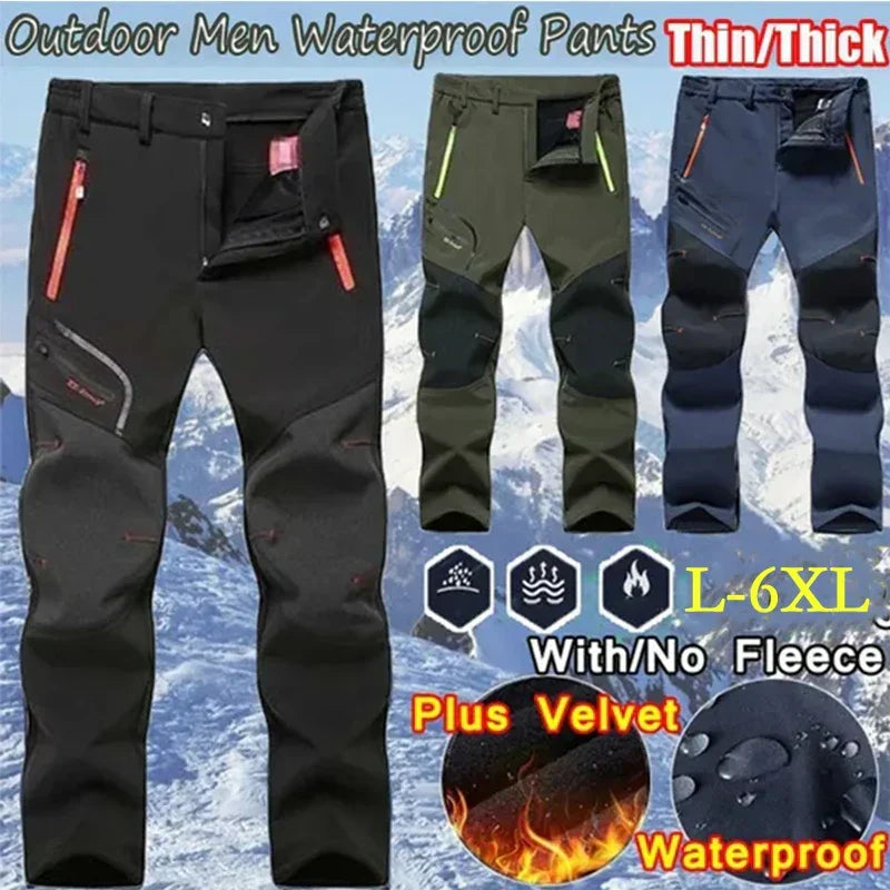 Insulated Hiking Pants for Men Weatherproof Fleece-Lined Outdoor Trousers Cold Weather Gear for Camping Skiing Fishing