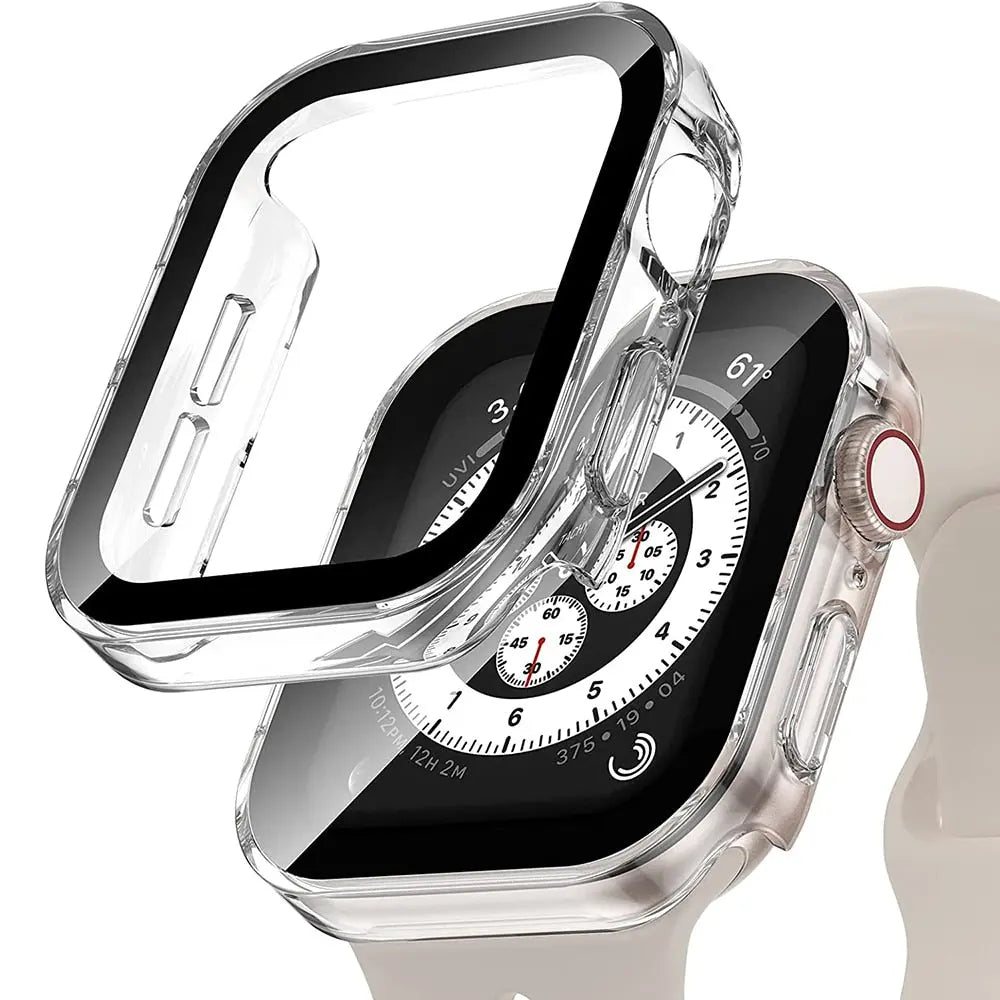 Snap-On Full-Coverage Screen & Body Shield for Apple Watch Series 4-9 – Tempered Glass & PC Armor