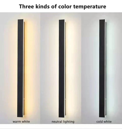 Vertical LED Sconce Metal Acrylic Waterproof Indoor Outdoor Fixture Adjustable Temperature Modern Exterior Interior Entryway Stairwell