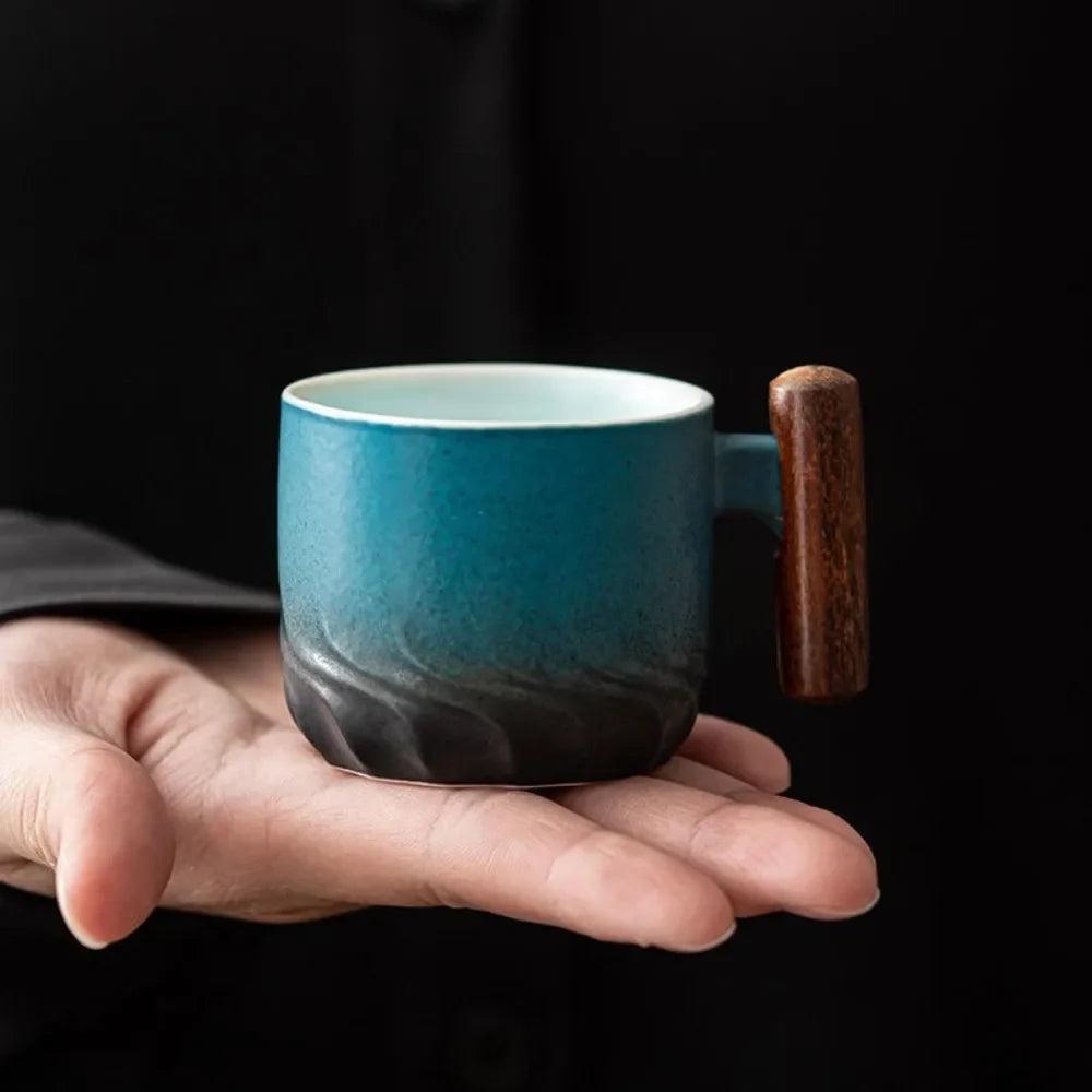 Handmade Stoneware Espresso Cup Gradient Finish Retro Style Small Beverage Holder 2 in Tall 3 in Wide for Morning Coffee Tea Hot Chocolate K