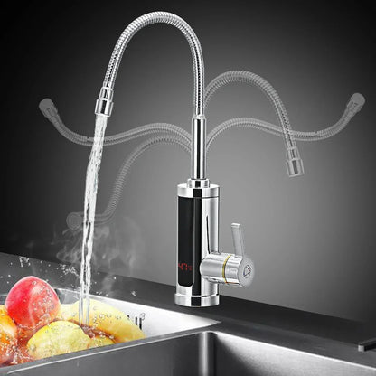 Instant Hot Water Electric Kitchen Faucet 3000W Tankless Tap for Sink 86-140°F Dual-Handle Cold & Heated Water Dispenser Fast Heating Stainl