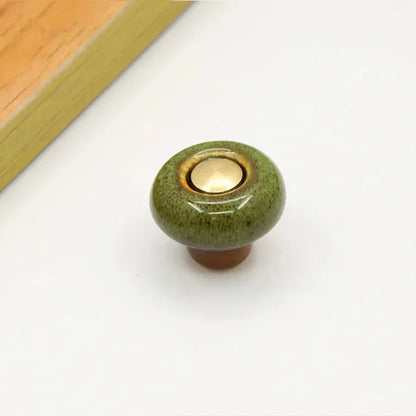 Round Ceramic Furniture Pull 1.3 Inches for Kitchen Drawers Cabinets Cupboard Dresser Bathroom Vanity Wardrobe Refresh Hardware Upgrade Repl