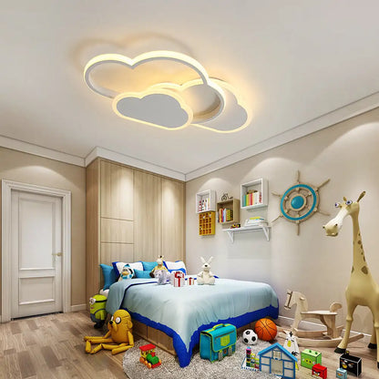 Dimmable Cloud LED Flush Mount Light for Kids Rooms & Nurseries with Remote Control | 32W Overhead Bedroom Fixture with 3 Color Temperatures