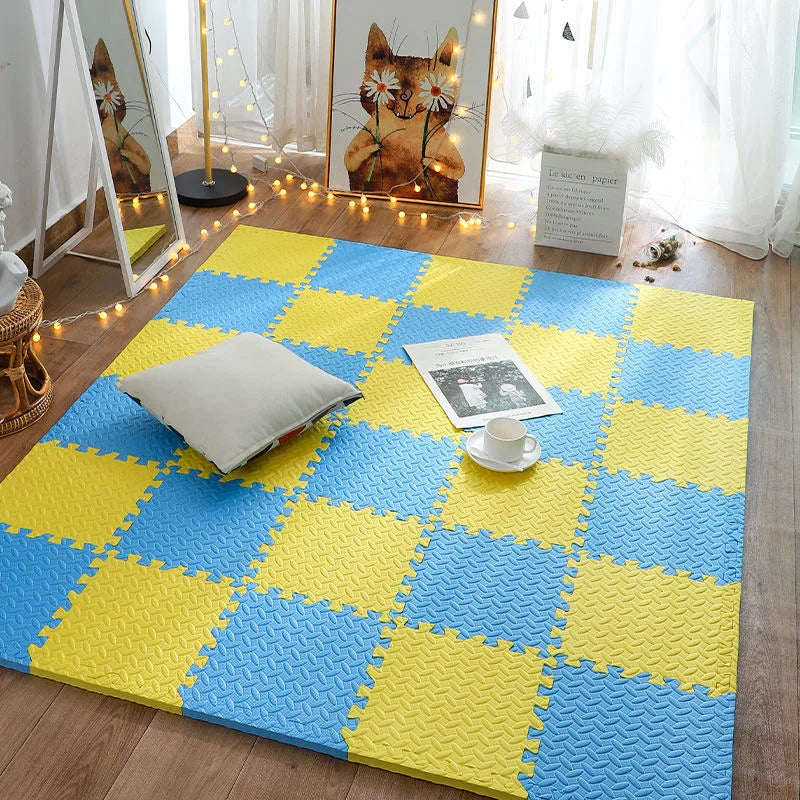Interlocking Foam Floor Tiles 12x12 Inch Non-Slip Cushioned Baby Crawling Mat for Nursery Playroom Kids Activity Area Water-Resistant EVA Pu