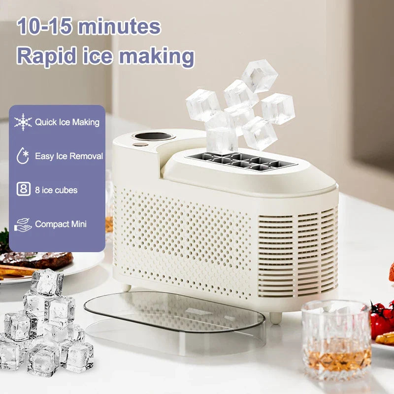 Countertop Ice Maker Machine 120W Rapid Cube Production Portable Travel Bar Office Kitchen Caravan Camping Beverage Chilling Appliance Light