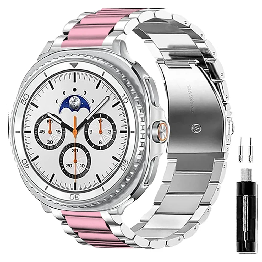 Stainless Steel Link Band for Galaxy Watch 9, Watch 8 & Watch 8 Classic – Premium Metal Bracelet Strap with Quick-Release Links – Fits