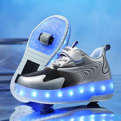 Light-Up Roller Sneakers for Kids – Illuminated Wheels with LED Lights for Boys & Girls – Skate Shoes with Retractable Wheels