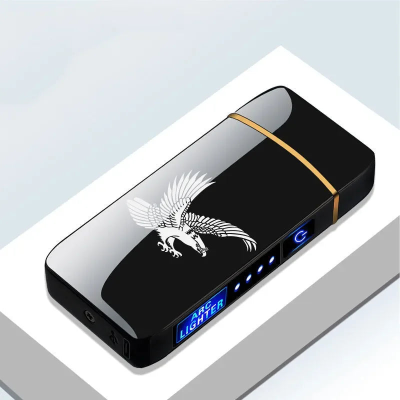 Rechargeable Dual-Arc Plasma Lighter with Touch Sensor & LED Display for Candles, Pipes & Outdoor Use