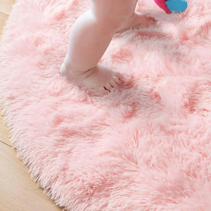 Plush Kids Floor Mat with Memory Foam 39 in Round Anti-Slip Shaggy Rug for Nursery Bedroom Play Space Reading Corner Soft Cushioned Circle C