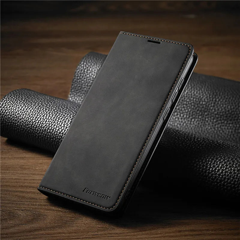 Magnetic Leather Flip Case for iPhone with Snap Closure and Full Body Protection for Daily Use