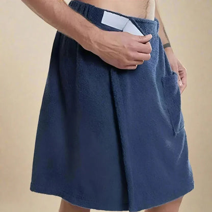 Towel Wrap for Bathing with Velcro Fastening and Storage Pocket