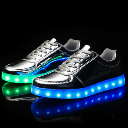 Kids LED Sneakers with Hook-and-Loop Strap – Light-Up Shoes for Boys & Girls | Athletic Footwear with Flashing Lights