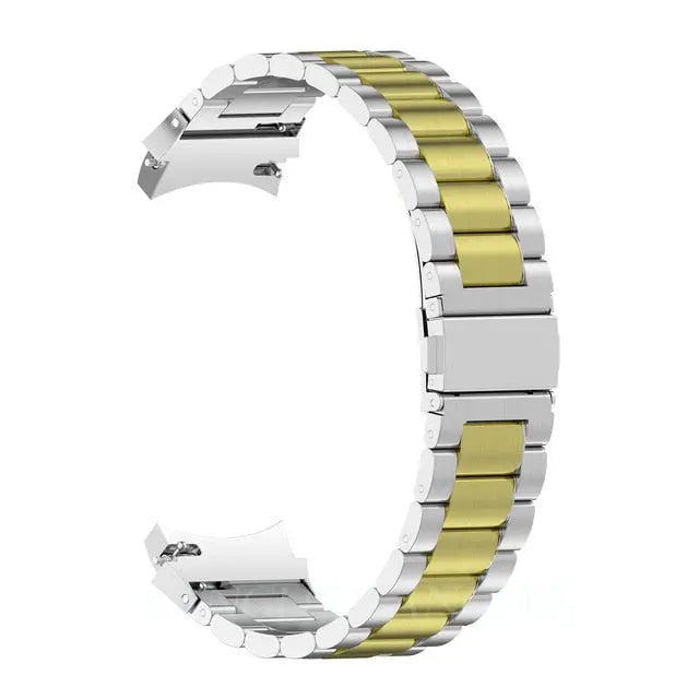 Leather & Steel Smartwatch Strap for Galaxy Watch 5 – Adjustable Wristband in Multiple Finishes
