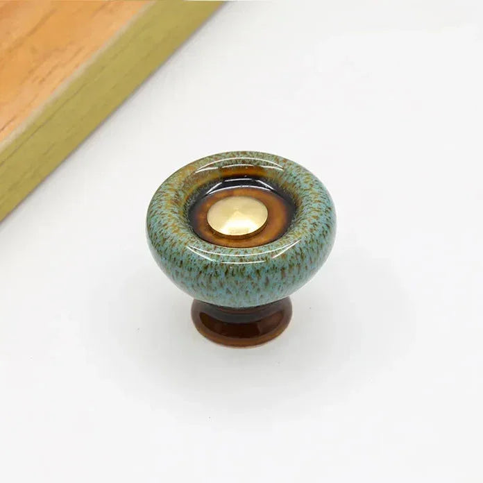 Round Ceramic Furniture Pull 1.3 Inches for Kitchen Drawers Cabinets Cupboard Dresser Bathroom Vanity Wardrobe Refresh Hardware Upgrade Repl