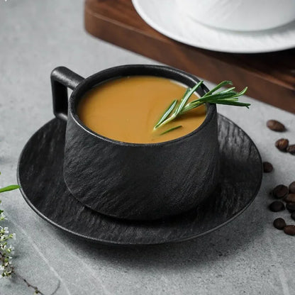 Glazed Stoneware Cup and Saucer Set for Coffee, Tea, and Hot Beverages – Minimalist Japanese-Inspired Design for Kitchen, Dining Room, and H
