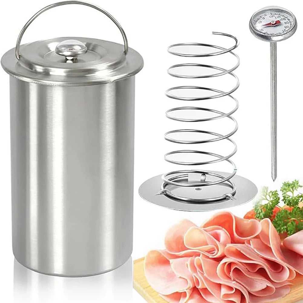Meat Press Mold and Cooker with Kitchen Thermometer in Stainless Steel