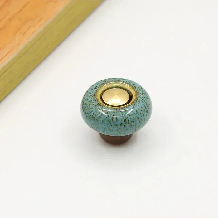 Round Ceramic Furniture Pull 1.3 Inches for Kitchen Drawers Cabinets Cupboard Dresser Bathroom Vanity Wardrobe Refresh Hardware Upgrade Repl