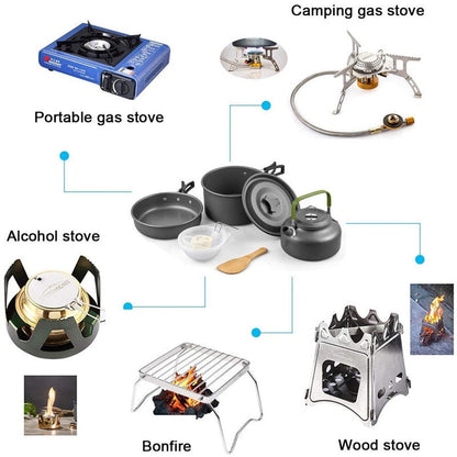 Outdoor Essentials | Camping Travel Cookware Kit with Versatile Cooking Functions | Lightweight Set for Easy Meal Preparation