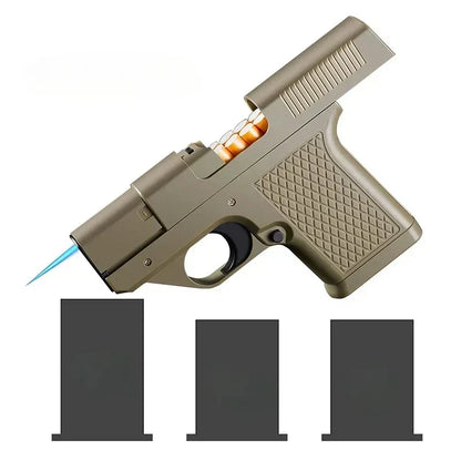 Pistol Windproof Butane Lighter with Hidden Compartment for Keys, Cash & Valuables | Refillable Torch Flame | Collectible Novelty Design