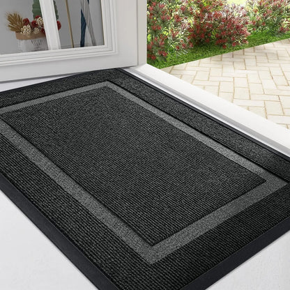 Rubber Entry Mat Slip-Resistant Low Profile for Front Door Back Door Patio Garage Hallway Mud Scraper Floor Protection