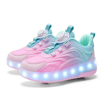 Kids Light-Up Roller Skate Shoes with USB Rechargeable LED Wheels | Rolling Sneakers for Boys & Girls | Outdoor Recreation & Active Play