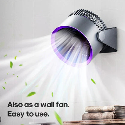 USB-C Rechargeable Desktop Fan with 180° Tilt Head for Bedroom Office Bathroom Quiet Cordless Portable Air Circulator Wall Mount