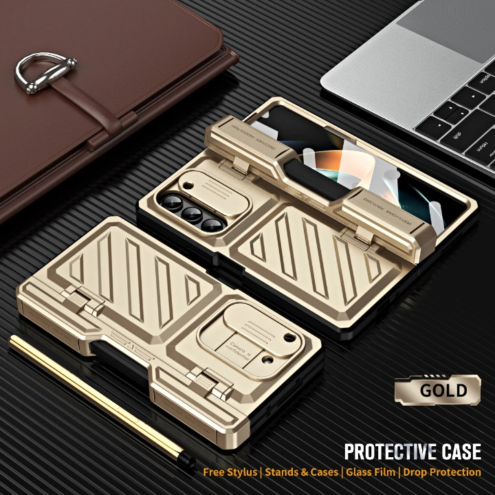 Foldable Phone Armor Case with Built-In Screen Guard & Kickstand for Samsung Galaxy Z Fold 4 / Z Fold 5 – Drop-Tested Protection