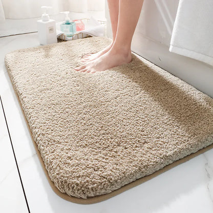 Plush Microfiber Bathroom Rug 16×24 Inches Gray Anti-Slip Backing Soft Water-Absorbing Floor Mat for Shower Vanity Tub