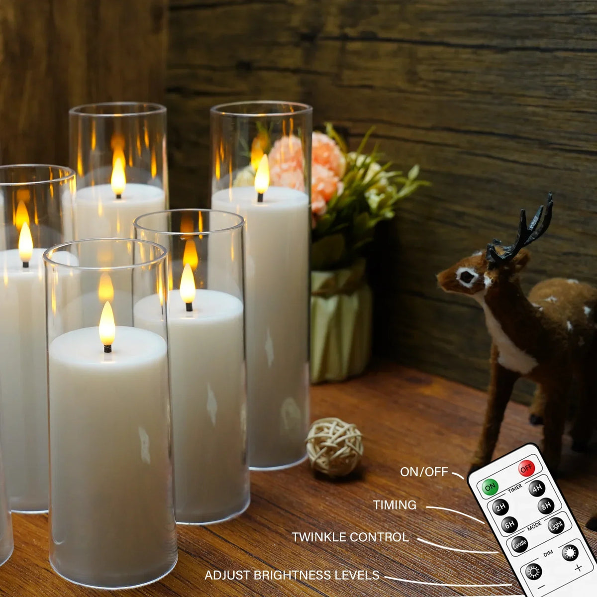 Battery-Operated LED Pillar Candles with Remote Control and Timer - 9-Piece Decorative Light Set for Living Room, Bedroom, and Dining Table