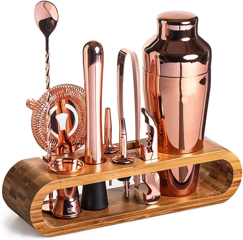 Stainless Steel Bartender Tool Kit 10-Piece Set with Shaker Jigger Strainer for Home Mixology Cocktail Station Bar Accessories Professional