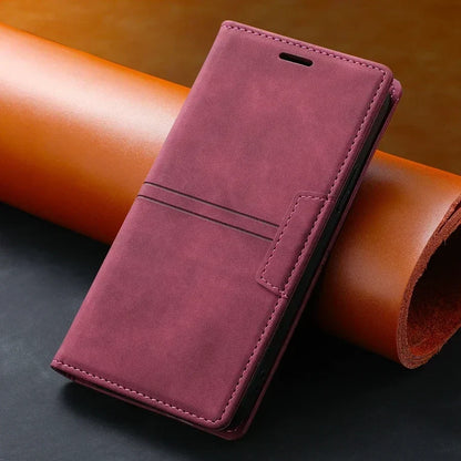 Leather Flip Wallet Case for Google Pixel | Magnetic Folio Phone Cover with Card Slots & Kickstand