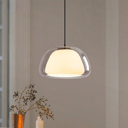 Translucent Globe Hanging Light Fixture Glass Dome Ceiling Lamp for Kitchen Island Dining Room Bedroom Modern