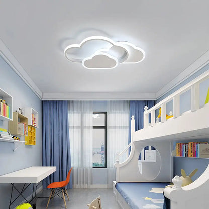 Dimmable Cloud LED Flush Mount Light for Kids Rooms & Nurseries with Remote Control | 32W Overhead Bedroom Fixture with 3 Color Temperatures