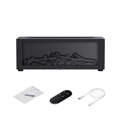 Ultrasonic Mist Diffuser with Flame-Effect LED Light and Remote Control for Desktop, Bedroom, and Office