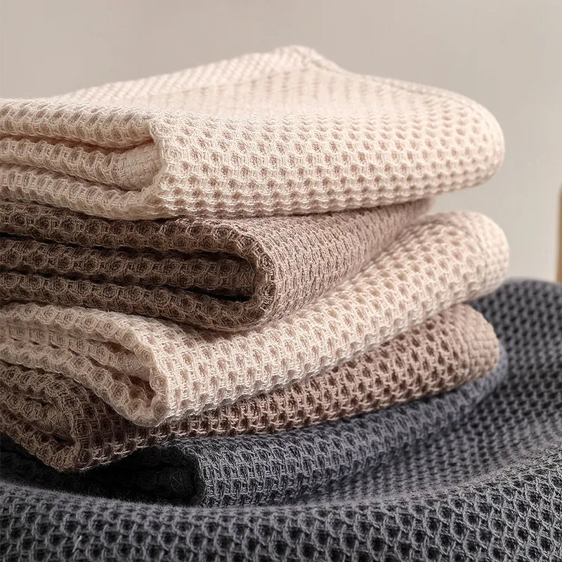 Cotton Waffle Weave Dish Towels 6-Pack Kitchen Hand Towels Fast Drying Neutral Colors for Countertops Bathroom Cleaning Cloths Lightweight A