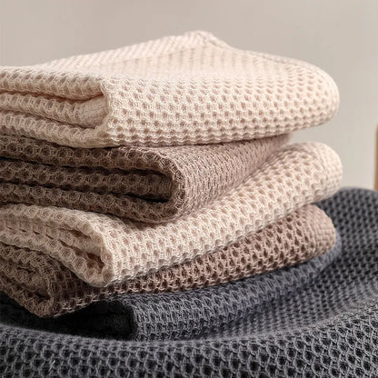 Cotton Waffle Weave Dish Towels 6-Pack Kitchen Hand Towels Fast Drying Neutral Colors for Countertops Bathroom Cleaning Cloths Lightweight A