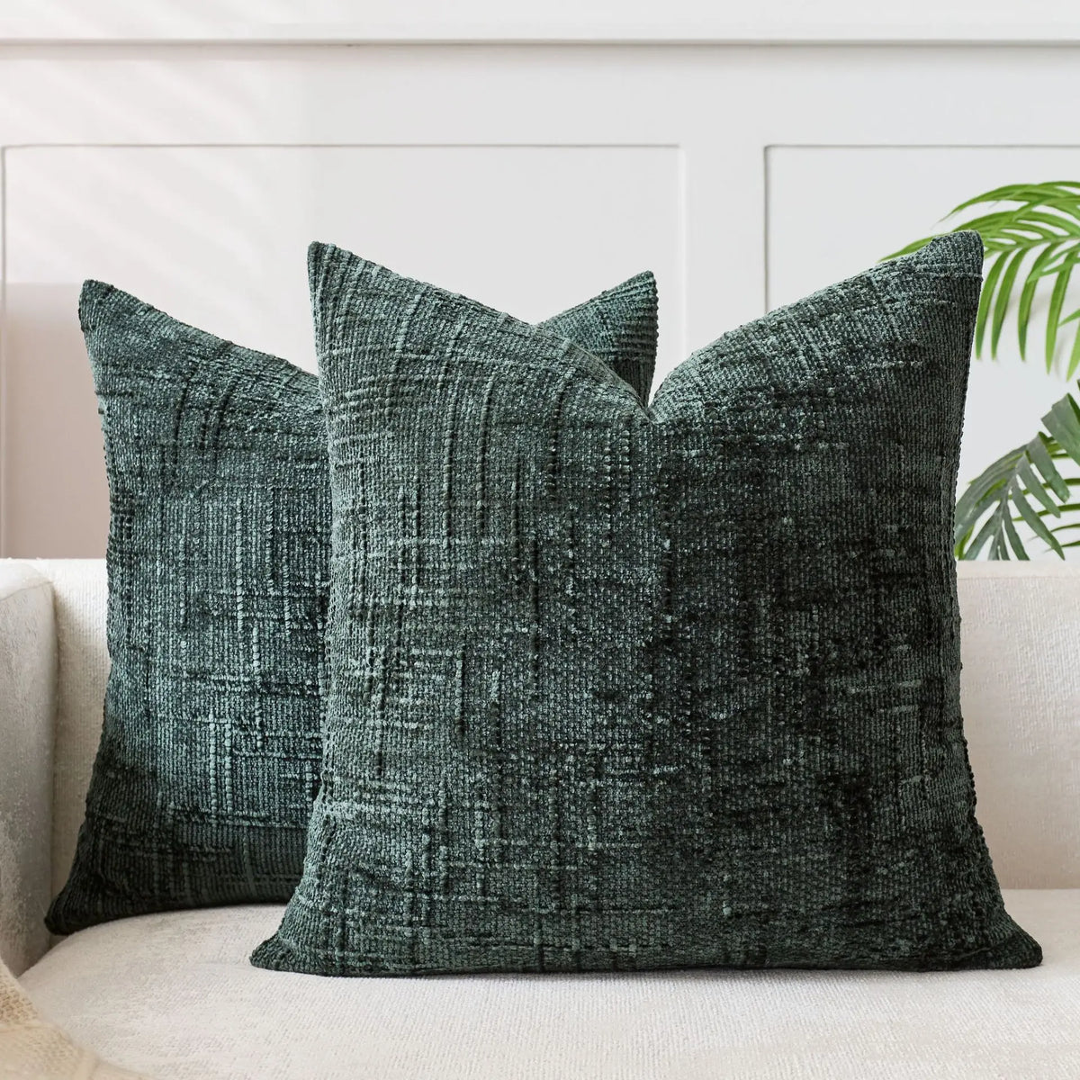 Plush Chenille Pillow Case 18 in Textured Bamboo Relief Pattern for Sofa Bed Living Room Bedroom Accent Home Décor Throw Cushion Slipcover