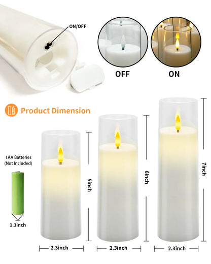 Battery-Operated LED Pillar Candles with Remote Control and Timer - 9-Piece Decorative Light Set for Living Room, Bedroom, and Dining Table